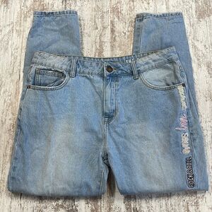 Cotton On Light Blue Distressed and Embroidered The Boyfriend Jeans Size 8